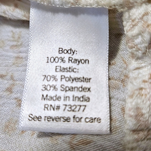 Boho Floral Smocked Mini Dress Beige Prairie Core Ruffle Hem XS Long Sleeve - Picture 6 of 11